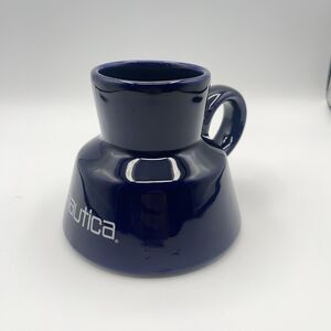 Nautica Ceramic Pottery Wide Bottom Mug Non-Slip Coffee Mug Blue